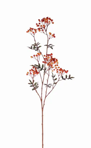 Kunstzweig Deko Zweig Eberesche CERRY, orange, 110cm - Eleganter Kunstzweig Eberesche, 110 cm hoch, ideal für stilvolle Innenraumdekoration. Farbtreue und Pflegeleichtigkeit machen ihn zur perfekten Wahl für kreative Gestaltungen.