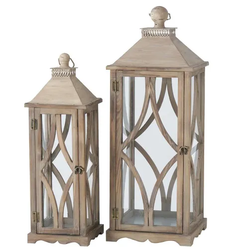 Holzlaterne KAROL, groß, 2er-Set - Laternen & Windlichter, stilvolles Holzdesign für eine gemütliche Atmosphäre im Innen- und Außenbereich.