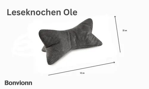 Bonvionn Dekokissen Leseknochen Ole - Ergonomisches Lesekissen in ca. 42 x 22 cm, ideal für entspanntes Lesen im Liegen. Weicher Bezug und flexible Stütze für Bücher, E-Books oder Tablets.