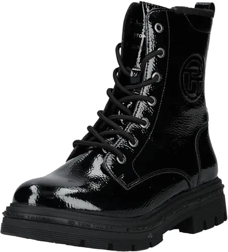 TOM TAILOR Schnürstiefelette schwarz 40 EU - Wanderschuhe mit rundem Kappen und schnürbarem Verschluss, ideal für komfortable Wanderungen und stilvolle Outfits.