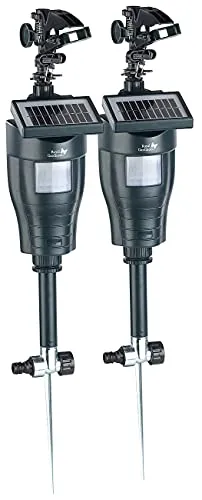 Royal Gardineer Katzenschreck: 2er Pack Solar-Wasserstrahl-Tierschreck mit PIR-Bewegungsmelder (Wasserstrahl Tiervertreiber, Wasserschreck, Marderschreck)