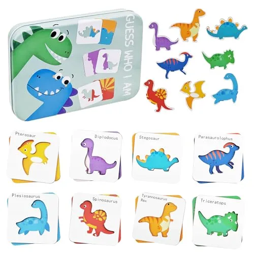 Cuackamily Holzpuzzle Spielzeug Gedächtnisspiel, Holzspielzeug Dinosaurier Holzpuzzle, Kinderspielzeug Montessori Spielzeug Lernspielzeug für Kinder, Geschenk für 123+ Jahren Jungen und Mädchen