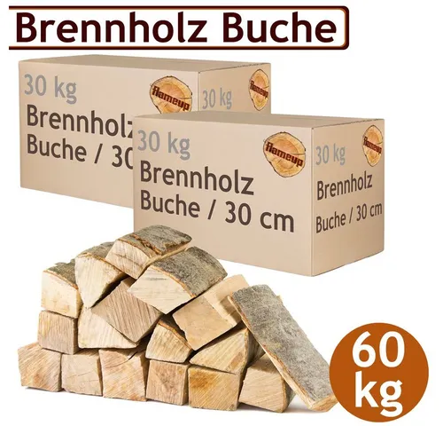 Flameup Kaminholz Brennholz Kaminholz Holz 5-500 kg Ofen Kamin Kaminofen Buche 30 cm, 60 kg