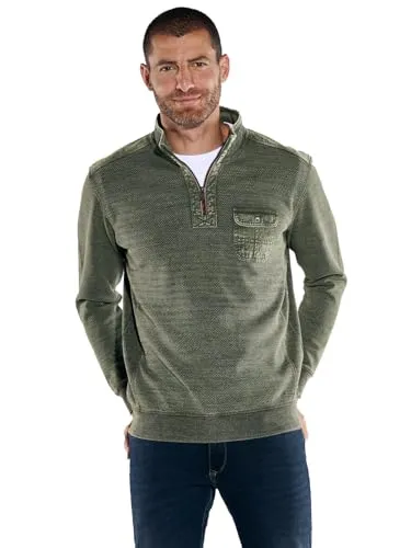 engbers Herren Sweatshirt mit Stehkragen, Khaki, Größe M - Sweatshirt für Herren mit einzigartigem Farbeffekt durch spezielle Waschung, weichem Baumwollmix und praktischem Stehkragen mit Reißverschluss.