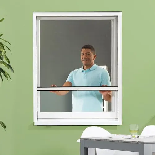 empasa Insektenschutz Rollo Fenster CLASSIC Fliegengitter Mückenschutz ausziehbar, aus PVC und schwarzem Fiberglas, Selbstbausatz, individuell kürzbar, Größe:60 x 80 cm, Farbe:weiß