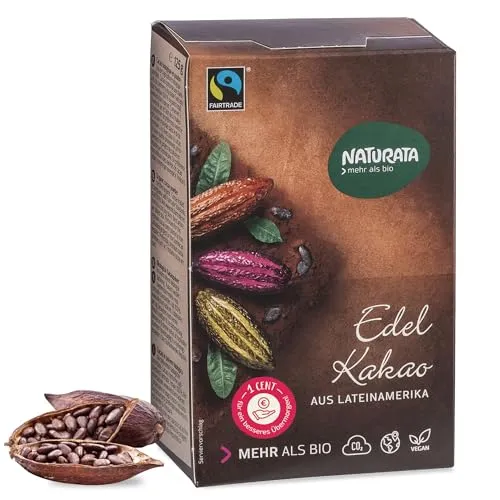 Naturata Bio Edel-Kakao aus Lateinamerika 125 g | 21% Kakao-Butter | 100% Fairtrade | Kräftiger naturbelassener Geschmack | Für Backen, Desserts & heiße Schokolade