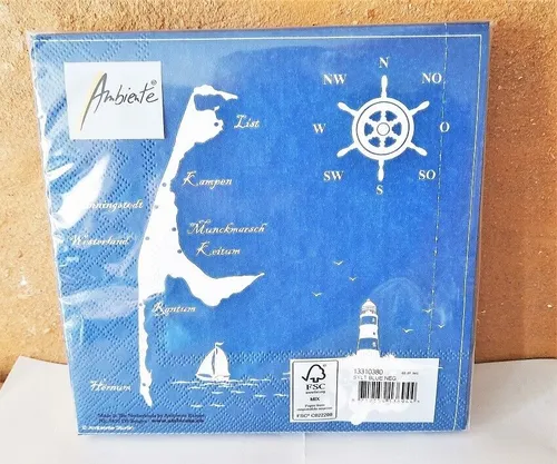 Servietten maritim Insel Sylt ca. 33 x 33 cm 3-lagig und kompostierbar 20