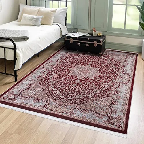 Mazovia Orientalischer Vintage Teppich - Waschbar & Weich - 80 x 150 cm - Praktischer Kurzflor-Teppich mit rutschfester Unterseite, ideal für Küche und Flur. Waschmaschinengeeignet und pflegeleicht, bringt er orientalischen Stil und Komfort in Ihr Zuhause.