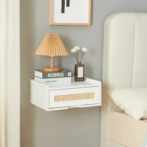 [en.casa] Wandregal Ljuredsø mit Schublade – Schweberegale für stilvolle Organisation - Schwebendes Regal mit Schublade, ideal als Nachttisch – bietet zusätzlichen Stauraum und passt perfekt zu jedem Einrichtungsstil.