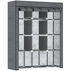 Homcom Stoffschrank,, Dunkelgrau, Metall, 43x162.5x125 cm, Schlafzimmer, Kleiderschränke, Stoffschrank