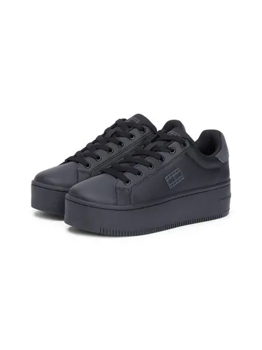 Tommy Jeans TJW FLATFORM ESS MU Plateausneaker, Freizeitschuh, Halbschuh, Schnürschuh mit Kontrastbesatz