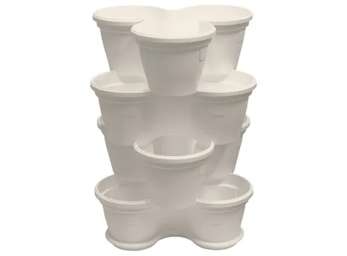 Engelland Blumenständer Säulentopf, Hochbeet, Kräuterbeet (Vorteils-Set, 4 St., 11 Liter Fassungsvermögen je Ebene), fallsicher, UV-beständig, stapelbar, platzsparend, robuster Kunststoff