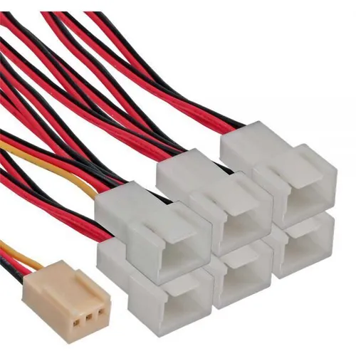 Inline Lüfter Y-Adapterkabel 3Pin Molex Buchse an 6x 3Pin Molex Stecker
