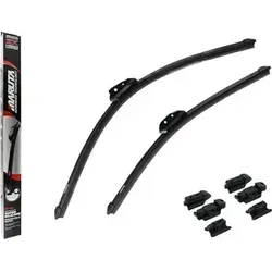 MARUTA Scheibenwischblätter FLAT WIPER SILICONE - Lotus Perl-Effekt - Scheibenwischerblätter mit wasserabweisender Silikonbeschichtung für optimale Sicht und Wischleistung bei jedem Wetter. Einfache Installation dank Adapter, ideal für universelle Nutzung.