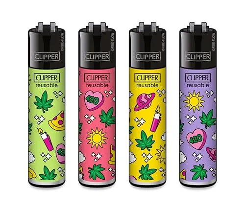 Clipper Feuerzeug 4er Set: (420 Pattern #2) von sunmondo