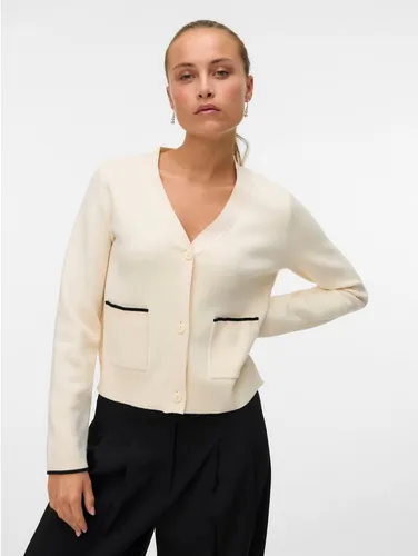 Vero Moda Strickjacke VMGOLD LS V-NECK CONTRAST CARDIGAN