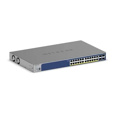 NETGEAR 28-Port PoE Gigabit Ethernet Smart Switch (GS728TXP) - Managed 28-Port Switch mit 24 PoE+ Anschlüssen und 190 W Leistung, ideal für anspruchsvolle Netzwerkanforderungen und einfache Verwaltung über NETGEAR Insight.
