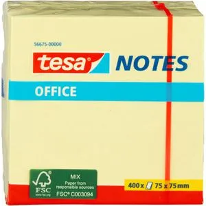 Tesa Haftnotizen Office Notes, gelb, 75 x 75mm, selbstklebend, 400 Blatt