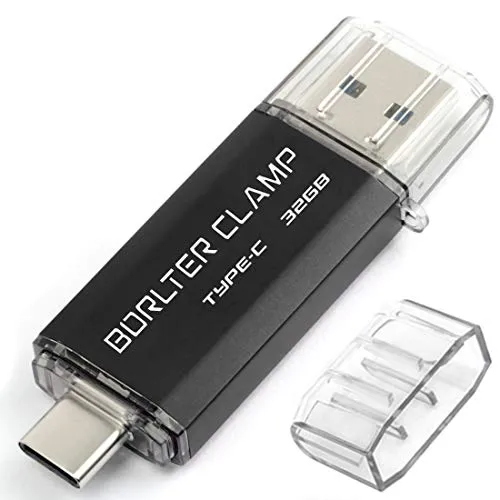 Type C USB-Stick 32GB OTG 2 in 1 Speicherstick Dual-Port USB 3.0 Flash-Laufwerk mit USB C Anschluss für Smartphone, Tablets & Computer (Schwarz)
