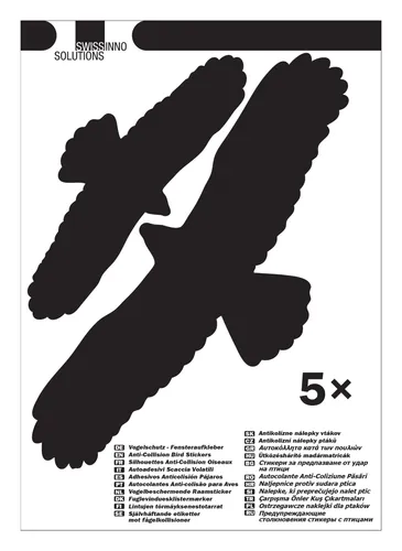 Swissinno Vogelschutz-Fensteraufkleber Solution 5 Stück - 1 705 001 (5 Stück)