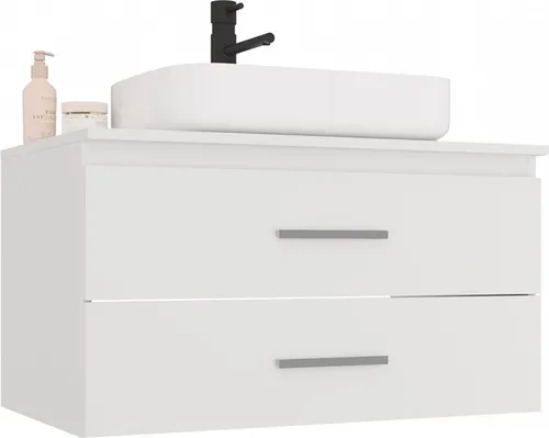 Waschtischunterschrank Heinrich hängend 80 cm mit 2 Schubladen Weiß