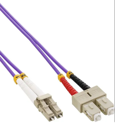 Glasfaserkabel Lichtwellenleiter LWL Duplex Kabel, LC/SC, 50/125µm, OM4, 5m