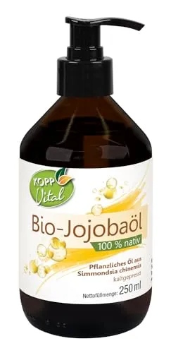 KOPP Vital® Bio-Jojobaöl | 250 ml | vegan | 100% biologische Erzeugung | feuchtigkeitsregulierend | Pflanzenöl | Ohne Gentechnik | Hautpflege