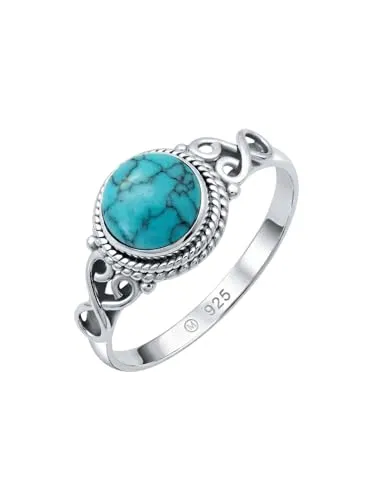 mantraroma Ring Damen Silber 925 mit Türkis in türkis von mantraroma