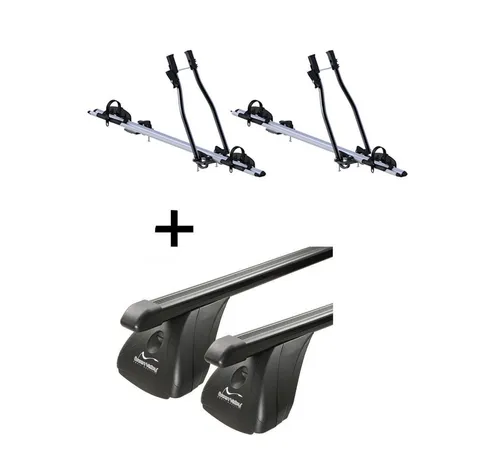 VDP Dachträger für Toyota Rav4 IV (2013+) mit 2x Fahrradträger SAGITTAR - Dachgepäckträger-Set mit 2 hochwertigen Fahrradträgern für sicheren Transport bis 15 kg. Ideal für alle Fahrradtypen, einfach zu montieren und abschließbar. Perfekt für Abenteuer mit dem Toyota Rav4 IV.