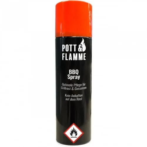Pott & Flamme veganes BBQ Spray 200 ml pflegt & konserviert Grill-Roste Öl Spray Trennspray Gusseisen Dutch Oven Feuertopf