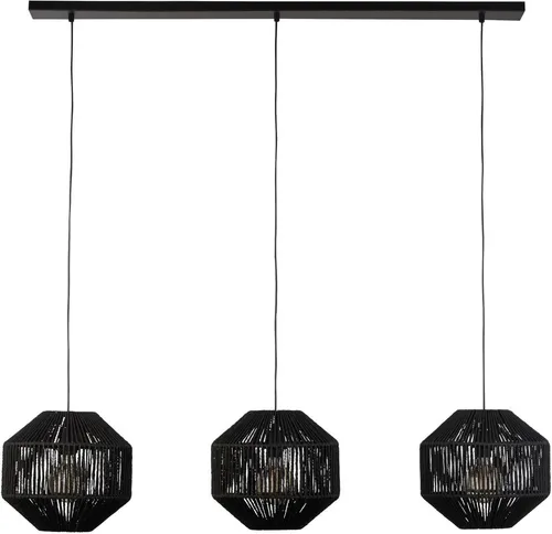 Searchlight Hängeleuchte Wicker, 3-flammig - Moderne Hängeleuchte in mattschwarz mit natürlichem Strickdesign, ideal für stilvolle Akzente im Wohnraum. Dimmbare Funktion für individuelle Lichtgestaltung.