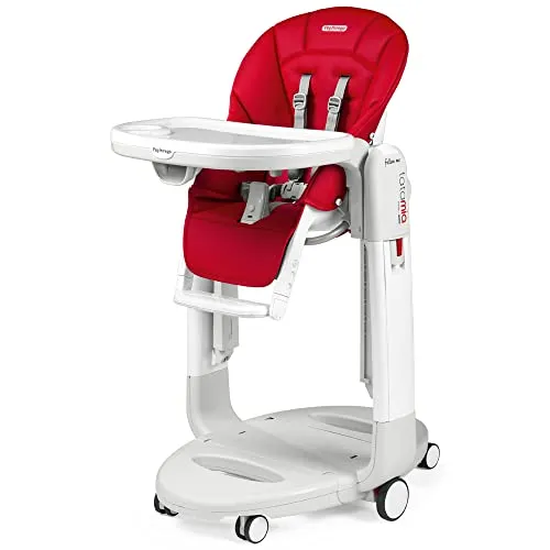 Produktbild Peg Perego Tatamia Follow Me – Multifunktions-Hochstuhl für Neugeborene, Babyliege, Schaukelstuhl, 6 Räder, zusammenklappbar, für Kinder von 0 bis 3 Jahren (0-15 kg), Erdbeere