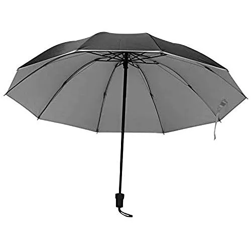 Taschen-Regenschirm / Taschenschirm / innen silber / Aussenfarbe: schwarz