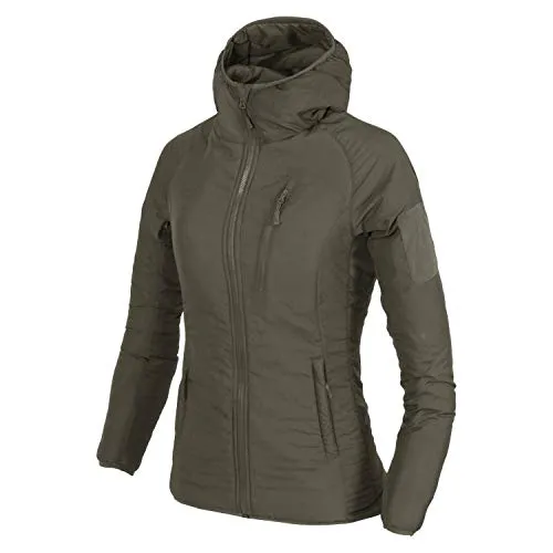 Helikon-Tex WOMEN'S WOLFHOUND Hoodie Jacket - Taiga Green, leicht und atmungsaktiv - Funktionsjacke mit Climashield Apex Füllung für zusätzliche Wärme, ideal für städtischen und Outdoor-Gebrauch, wasserabweisend und mit praktischem Stauraum.