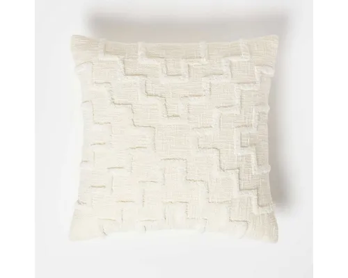 Homescapes Dekokissen Tufted Kissen creme 45 x 45 cm – Dekokissen geometrisch gemustert