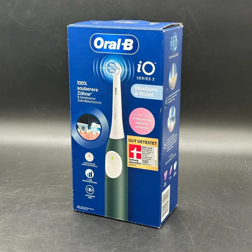 Oral-B iO Series 2 Forest Green - Elektrische Zahnbürste - Elektrische Zahnbürste mit sanften Mikrovibrationen und rundem Bürstenkopf für effiziente Plaque-Entfernung, ideal für empfindliche Zähne.