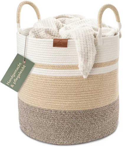 WIESEN.design Wäschekorb EMILIA 80L - Faltbar und Handgefertigt aus Baumwolle - Wäschekorb aus 100% Baumwolle mit 80L Fassungsvermögen, faltbar und ideal für stilvolle Aufbewahrung. Inkl. schwerem Wäschesack und Pflegeanleitung, perfekt für jeden Haushalt.