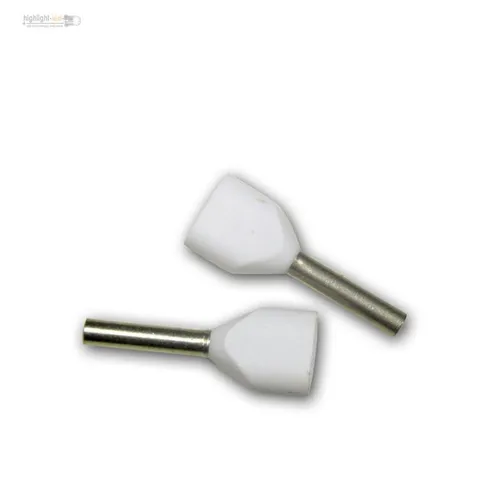 TWIN-Aderendhülsen weiß, 2x 0,50mm², Schaft isoliert, weiße Duo Aderendhülse 100