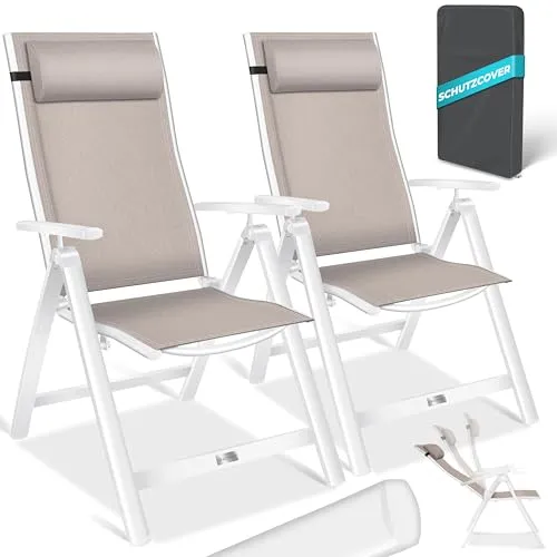 KESSER® Gartenstuhl Hochlehner 2er Set in beige von Kesser