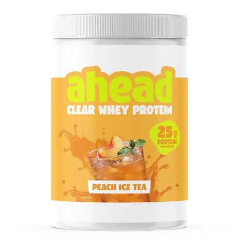 ahead IsoClear Whey Protein | Peach Ice Tea 500g | 25g Protein | Clear Whey Protein Pulver mit fruchtigem Geschmack | Erfrischender Geschmack