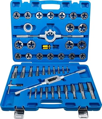 BGS-technic Gewindeschneider 1898 Set, 45-teilig - Schneidwerkzeuge für präzise Innen- und Außengewinde von 1/4 Zoll bis 1 Zoll, inklusive Aufbewahrungskoffer und umfangreichem Zubehör.