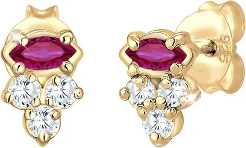 Elli Paar Ohrstecker mit Rubin und Glasstein von Elli