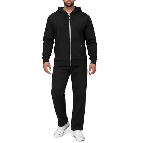 Basisstoff Laufforest Herren Jogging Anzug Schwarz Gr. L - Stylischer Baumwoll-Jogginganzug in Schwarz, ideal für Training und Freizeit. Bietet höchsten Tragekomfort durch atmungsaktives Material und perfekte Bewegungsfreiheit.