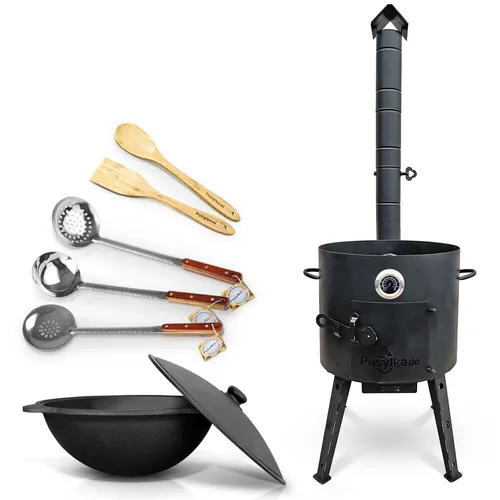 Gusseisen Kazan 12 L Kasan Казан mit Feuerofen Utschak Ø 40 cm. Учак Учаг Uchag