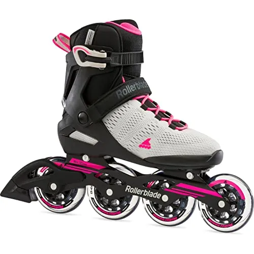 Rollerblade Damen Sirio 90 Inline-Skate, Grigio Chiaro/Rosa, 38.5 EU - Inliner für Fitness und Freizeit, bieten Stabilität durch hohen Schaft und schnelle 90 mm Räder für ein tolles Fahrerlebnis.