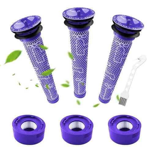 Fousenuk 6 Stück Filter Kompatibel mit Dyson V8 V7, 3 Nachmotor Filter und 3 Vorfilter-Sets, Ersatzfilter Ersatzteile Zubehör mit Reinigungsbürste, für Animal und Absolute Cordless Staubsauger