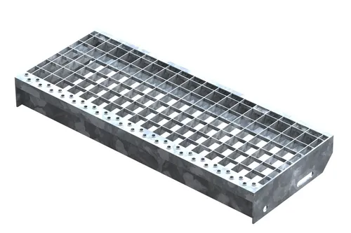 Gitterroststufen Stiege Stahl feuerverzinkt Treppenstufe 600x240mm mw30/30mm R11