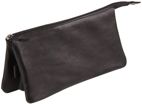 Schlampermäppchen Leder 3 Fächer schwarz