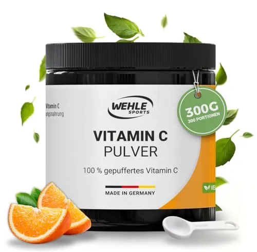 Vitamin C Pulver hochdosiert 1000mg Calciumascorbat davon 820mg Vitamin C pro g aus pflanzlicher Fermentation & gepuffert 300 Poritionen, ohne Zusätze, vegan - Verpackung kann variieren