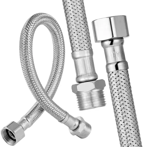 Stück 304 Edelstahl Flexschlauch 3/8, 30CM Panzerschlauch, 3/8 Zoll Überwurf und Außengewinde, Armaturenschlauch, Wasserhahn Schlauch für Wasserhahn Eckventil Wassererhitzer 2